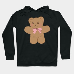 teddy bear ribbon coquette dollette brown pink Hoodie